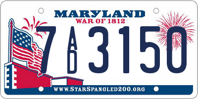 MD license plate 7AD3150
