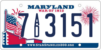 MD license plate 7AD3151