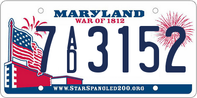 MD license plate 7AD3152