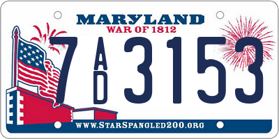 MD license plate 7AD3153