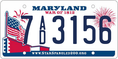 MD license plate 7AD3156