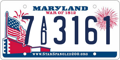MD license plate 7AD3161