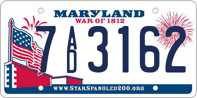 MD license plate 7AD3162