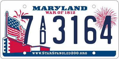 MD license plate 7AD3164