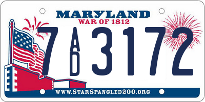 MD license plate 7AD3172