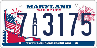 MD license plate 7AD3175