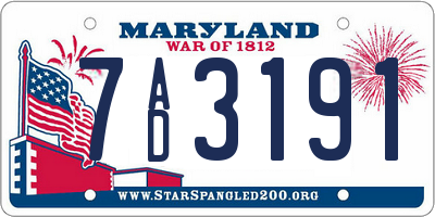 MD license plate 7AD3191