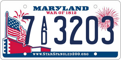 MD license plate 7AD3203