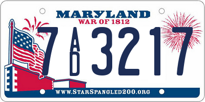 MD license plate 7AD3217