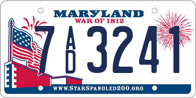 MD license plate 7AD3241