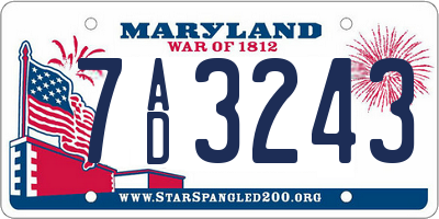 MD license plate 7AD3243
