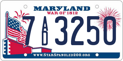 MD license plate 7AD3250