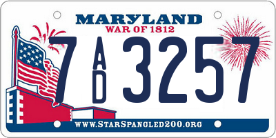MD license plate 7AD3257