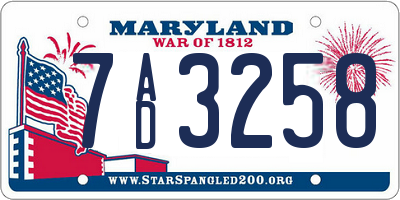 MD license plate 7AD3258
