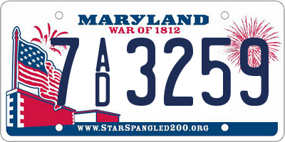 MD license plate 7AD3259