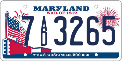 MD license plate 7AD3265