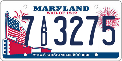 MD license plate 7AD3275