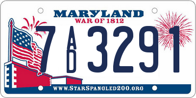 MD license plate 7AD3291