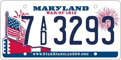 MD license plate 7AD3293
