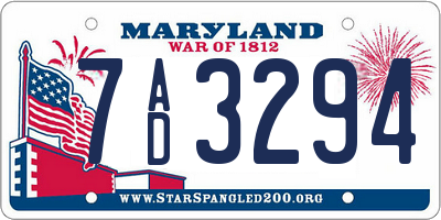 MD license plate 7AD3294