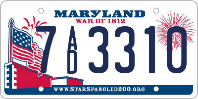 MD license plate 7AD3310