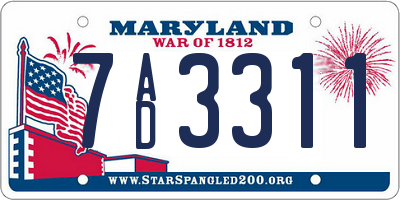 MD license plate 7AD3311