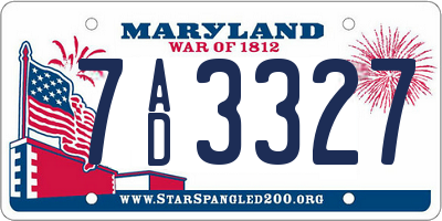 MD license plate 7AD3327
