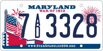 MD license plate 7AD3328
