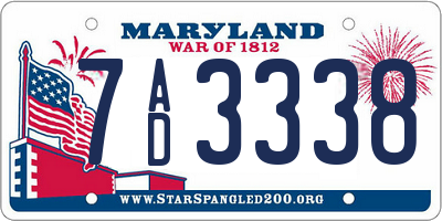 MD license plate 7AD3338