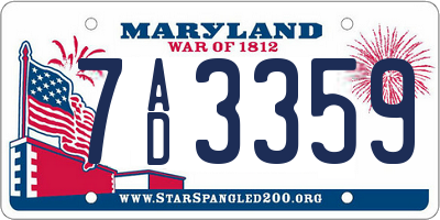 MD license plate 7AD3359