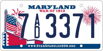 MD license plate 7AD3371
