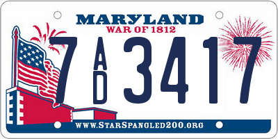 MD license plate 7AD3417