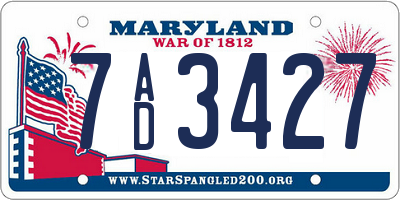 MD license plate 7AD3427