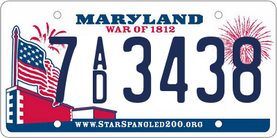 MD license plate 7AD3438