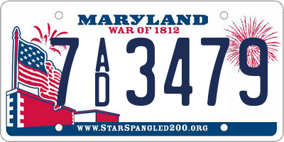 MD license plate 7AD3479