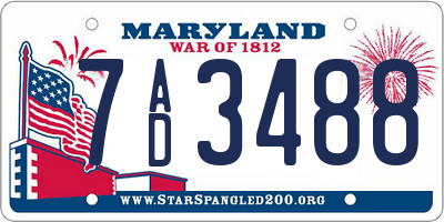 MD license plate 7AD3488