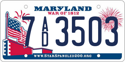 MD license plate 7AD3503