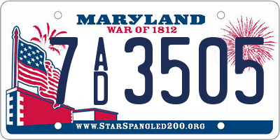 MD license plate 7AD3505