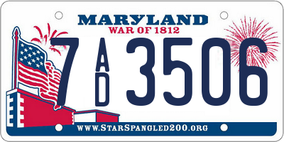 MD license plate 7AD3506