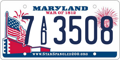 MD license plate 7AD3508