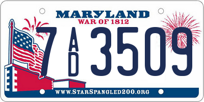 MD license plate 7AD3509