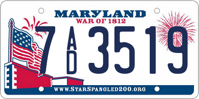MD license plate 7AD3519