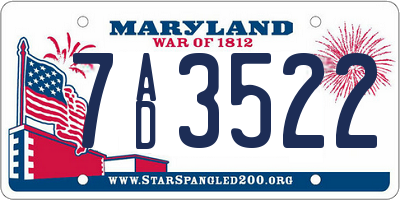 MD license plate 7AD3522