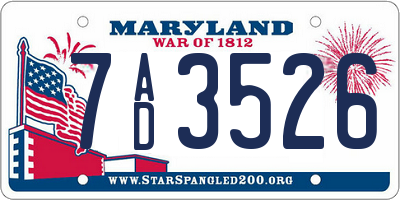 MD license plate 7AD3526