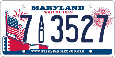 MD license plate 7AD3527