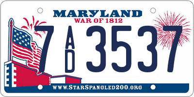 MD license plate 7AD3537