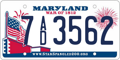 MD license plate 7AD3562