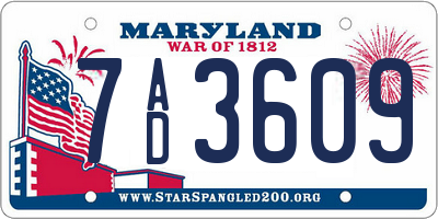 MD license plate 7AD3609