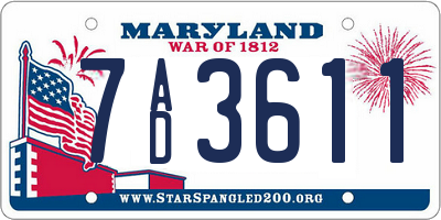 MD license plate 7AD3611