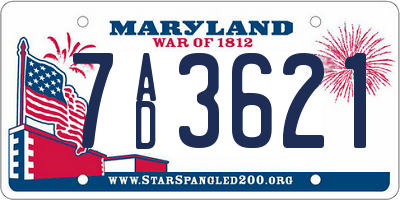 MD license plate 7AD3621